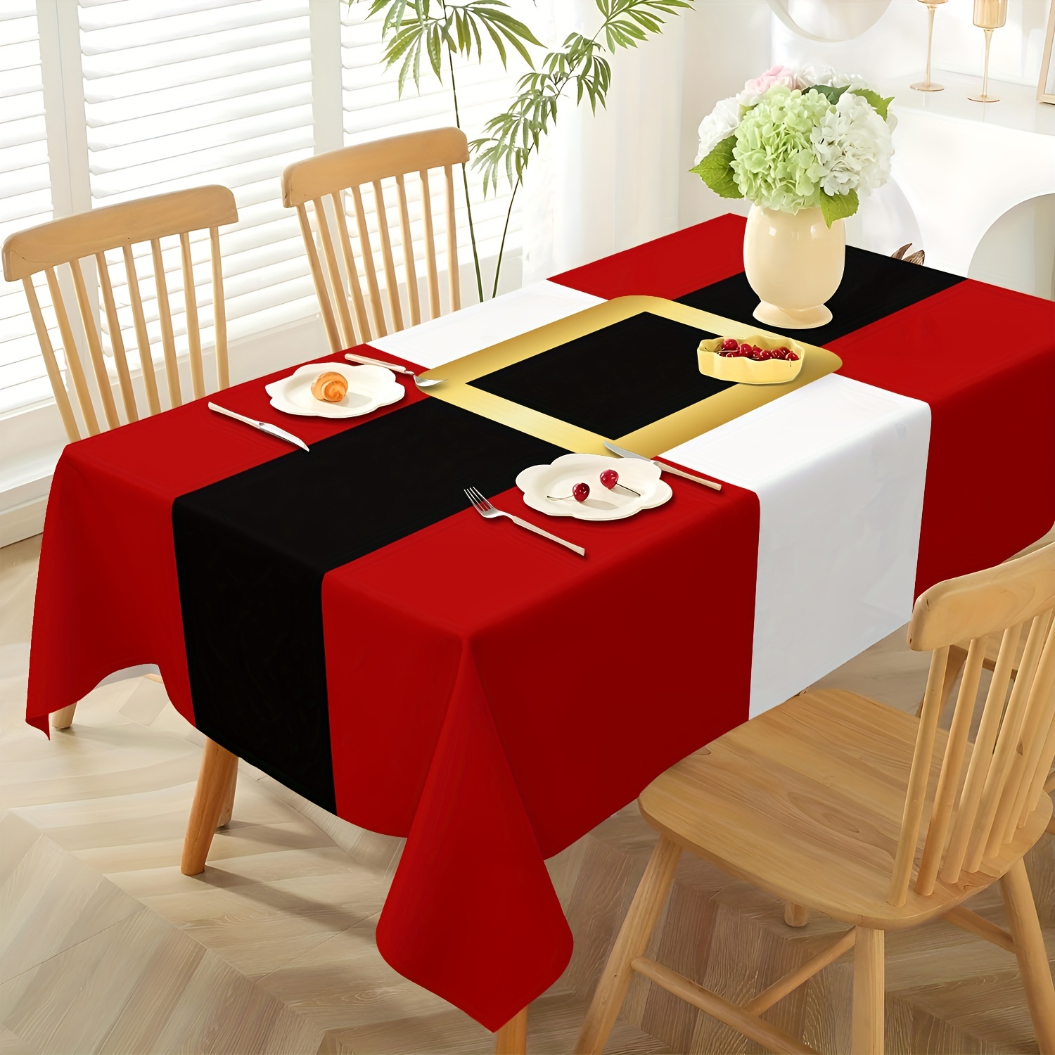 

Christmas Holiday Polyester Tablecloth - Festive Santa Graphic Round Table Cover - Durable, Woven, Machine-made Polyester - Ideal For New Year & Christmas Decorations, Home & - Great Gift Idea, 1pc