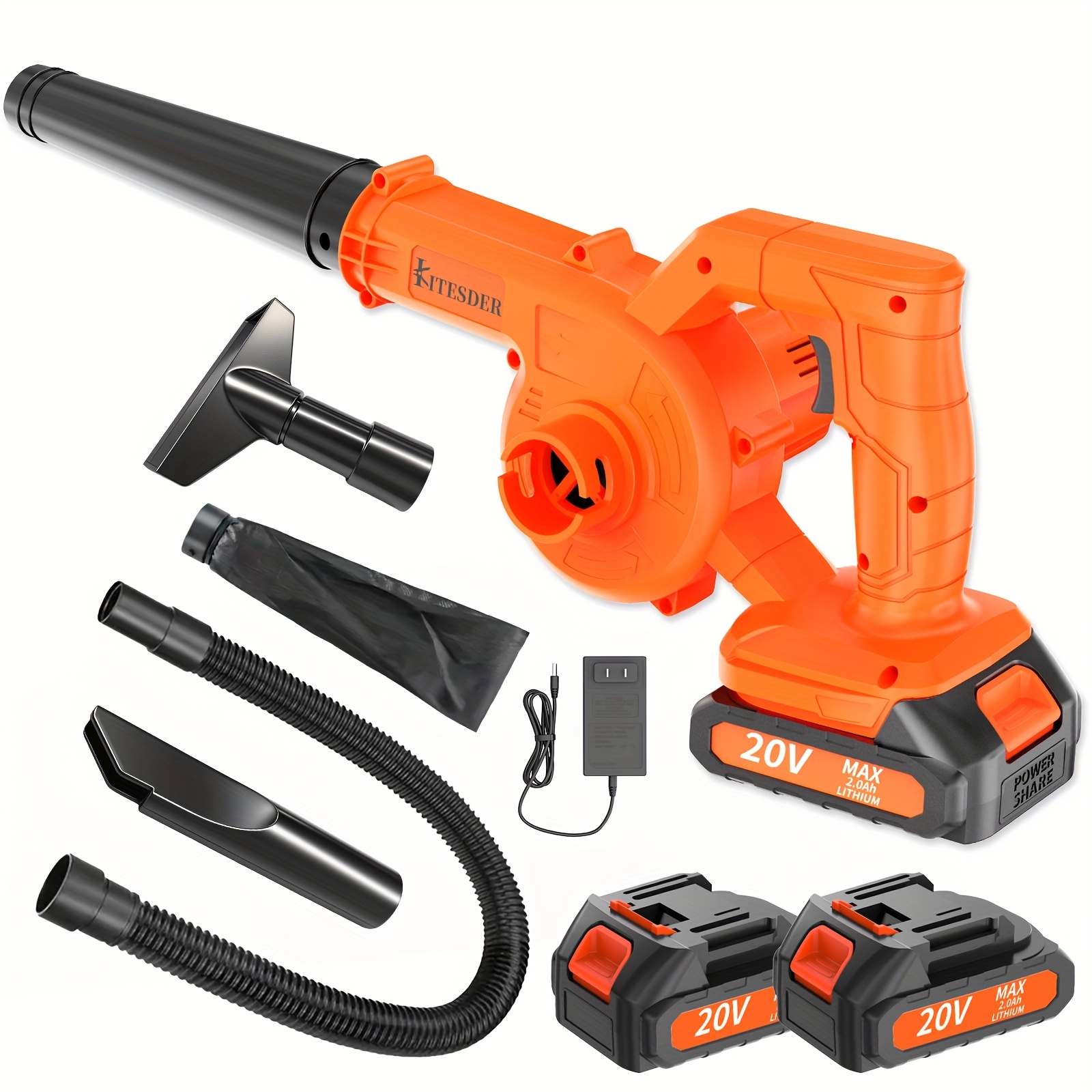 TEMU [powerful Cordless Blower] 20v Powerful Cordless | 1 Set With Rechargeable Lithium Battery, Extension Tube, For Yard, Garden Leaf Removal, Home