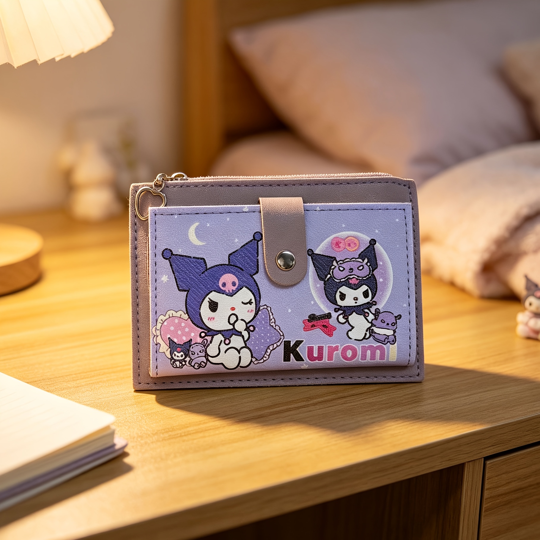 Image of Kuromi Multifunctional Women's Wallet, Coin Purse With Zipper, Card Holder And Change Pouch, Multiple Colors , Card Slot And Business Card Storage