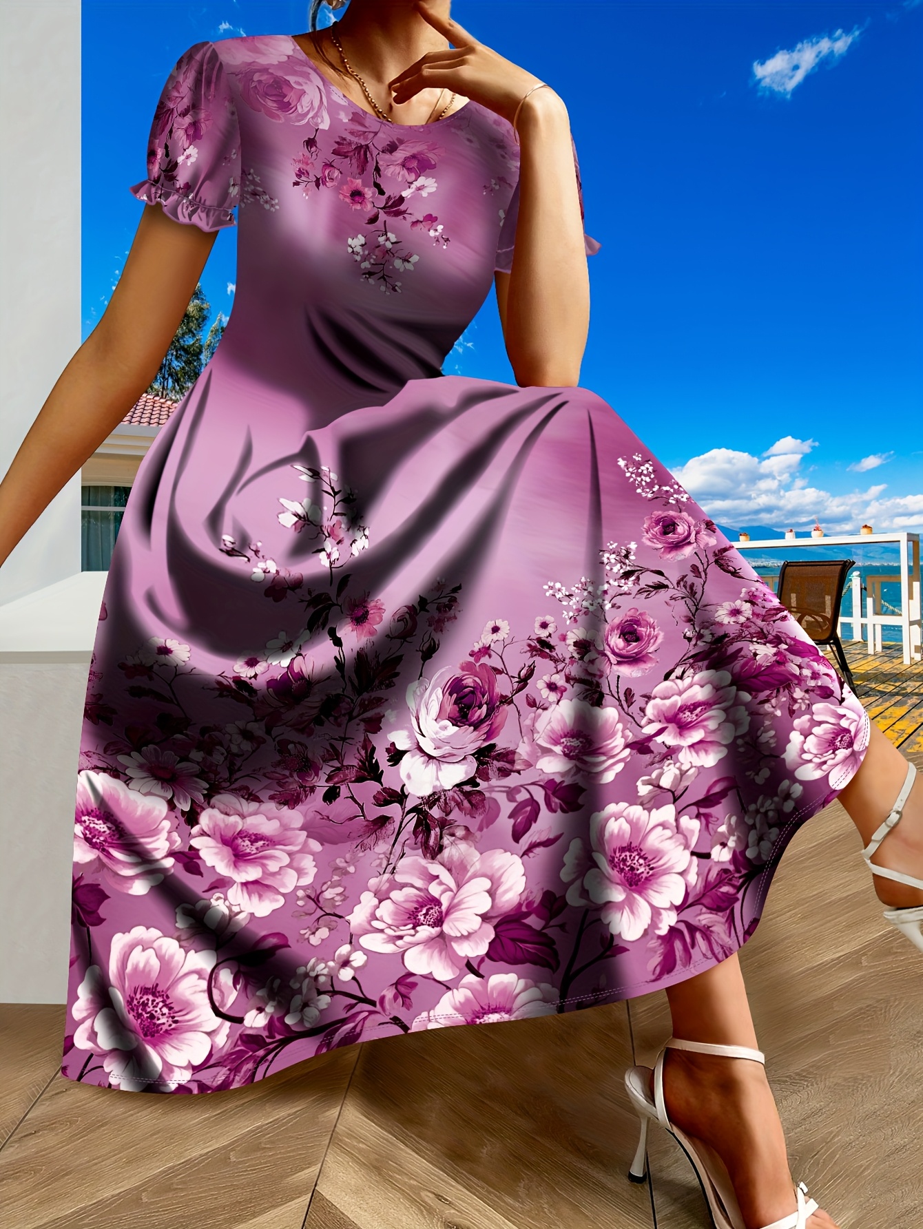 floral dress for beach vacation Mom & Me Matching Cotton Vacation Dresses Floral Smocked Dresses with