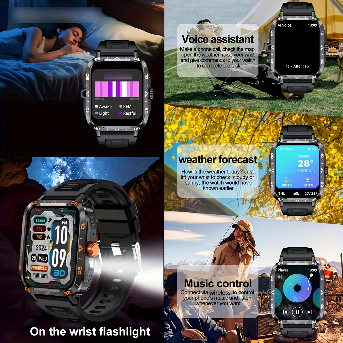   relógio inteligente 2024 ( / ) relógio   para exteriores com   led, barômetro, mais de 100    s, bateria de 300mah, visualização de informações multimídia, pedômetro, rastreador de fitness, compatível com android e iphone, presente para     namorados detalhes 2