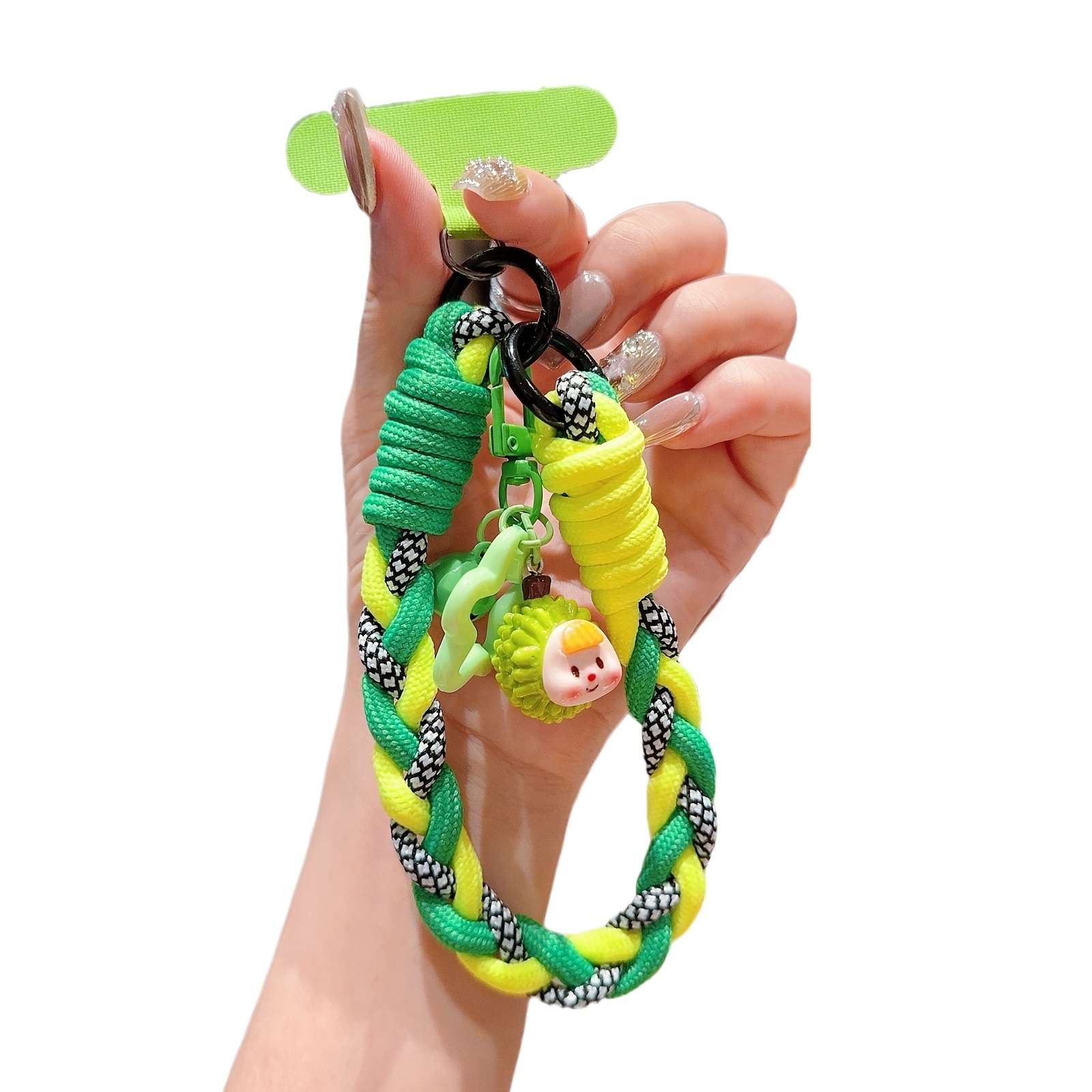 

1pc Cartoon Fruit Charm Polyamide Braided Rope Keychain, Universal Anti-lost Phone Case Lanyard Accessory, All- Short Handle Chain