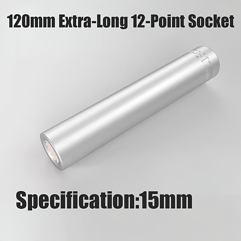 TEMU 1pc Extended -point Deep Socket, Made Of Chrome Vanadium Steel, 12- Socket, In Metric 3/8