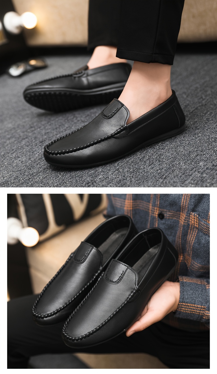 Men's Slip-On Loafers - British Style Breathable Casual & Dressy Shoes, All-Season Comfort with EVA Sole, Low-Top Round Toe Design for Office, Semi-Formal & Casual Attire, Comfy Shoes