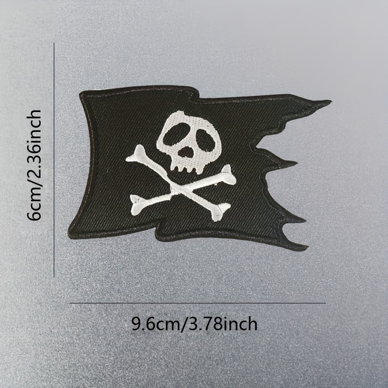 1pcs Punk Style Embroidered Patch, Skeleton Pirate & Appliqué For Clothing Decoration And Diy Crafts
