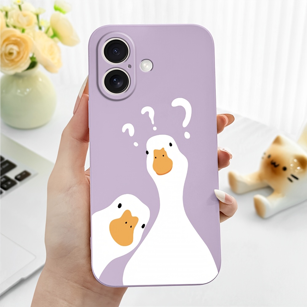 TEMU Чохол для телефону: Question Two Ducks для iPhone 17 17Ari 16 15 14 Pro 13 Mini 12 Pro 11 X XR XS 7 Модний чохол із захистом від падінь, м'який