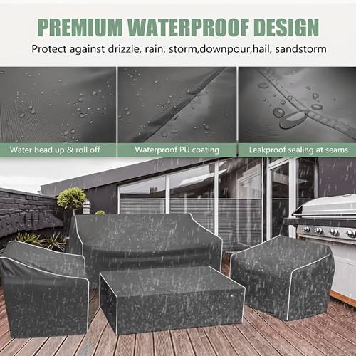 Newly Thickened 210D Oxford Cloth Outdoor Furniture Cover - Waterproof, Windproof, And Snow Resistant, 4pcs Garden Furniture Cover Suitable for Outdoor Sofas, Lawn Chairs, Coffee Tables, And with Plastic Straps
