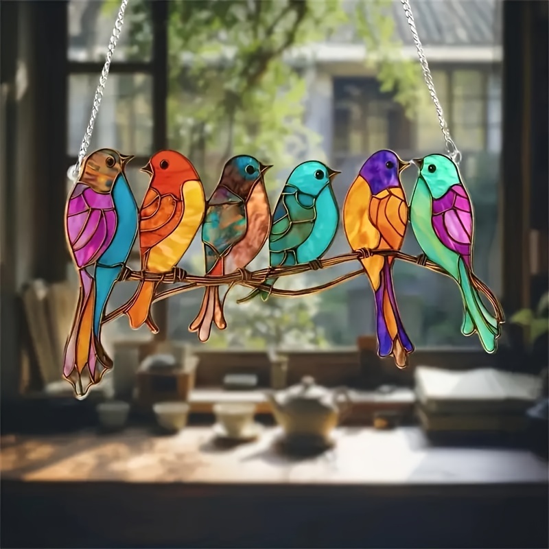 

Beautiful Style Acrylic Bird Shaped Light Pendant, 1pc 6 Bird Shaped Ornaments, Christmas Holiday Decoration, Very Suitable For Garden, Window, Wall Decoration And Bird Lovers - Outdoor Decoration