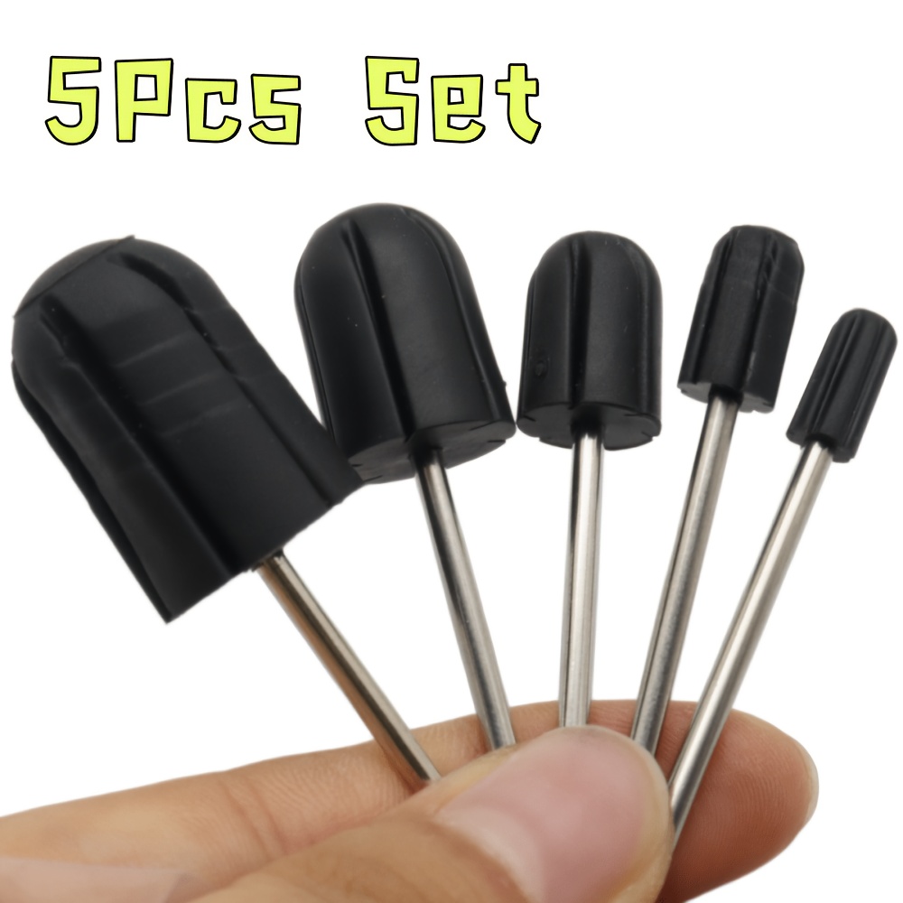 TEMU 5pcs Set Nail Drill Sanding Band Set With 2. Shank Rubber Sanding Cap Holder In Sizes 5/7/10/13/16mm For Electric Manicure