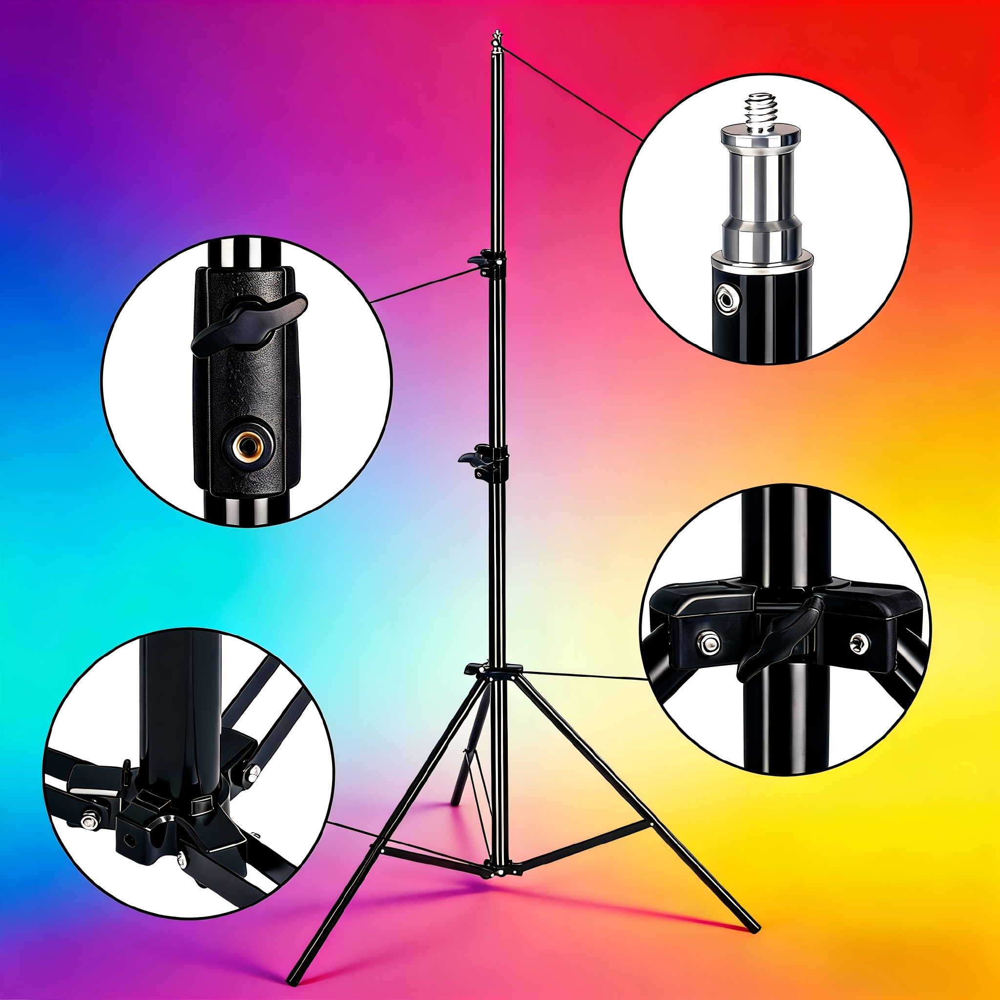 Super Black Big Tripod 2.8m Iron Foldable Light Stand Photography Fill Spot Light Softbox Photo Studio Load 5kg