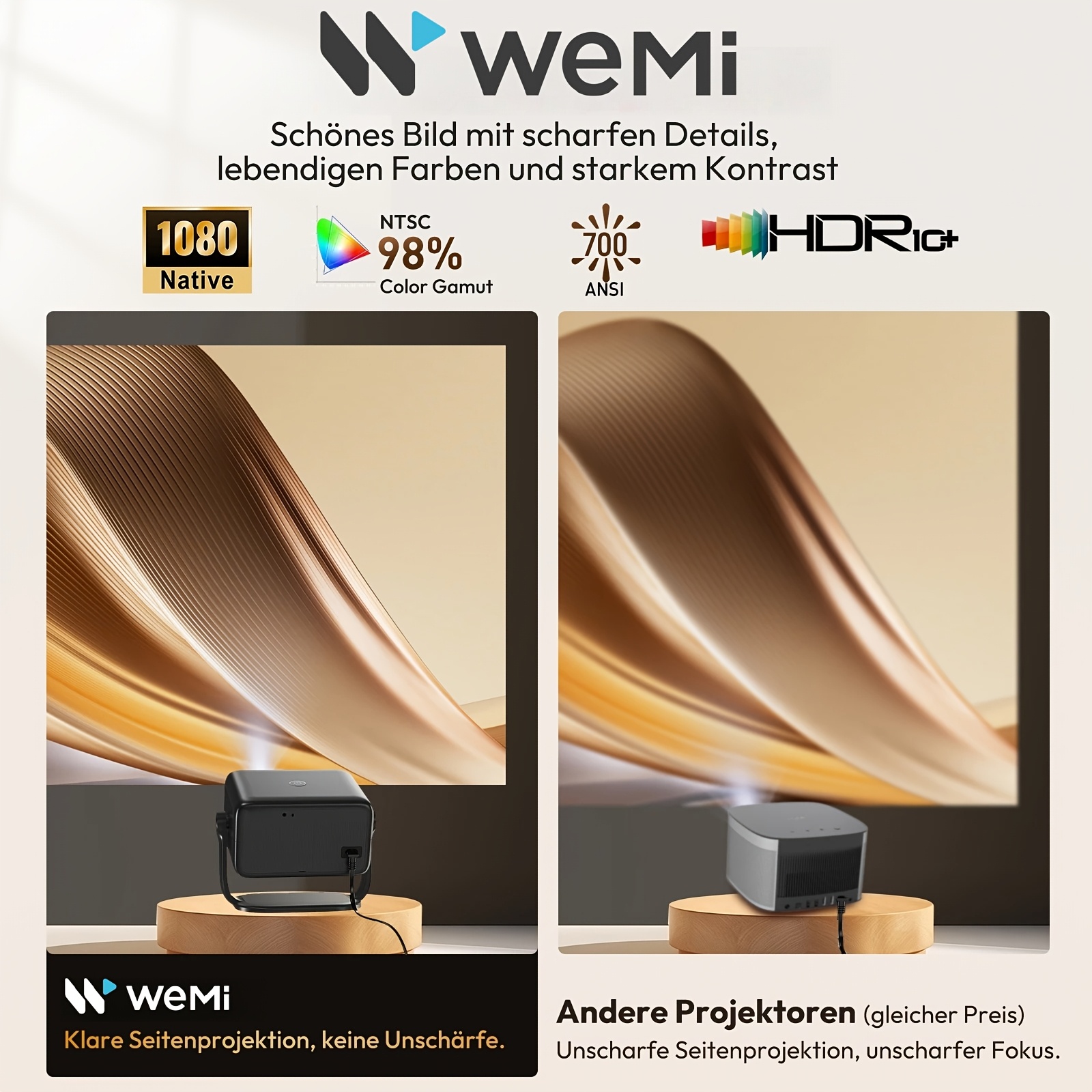 Smart Android 14 Projector with 1080P Native Support
