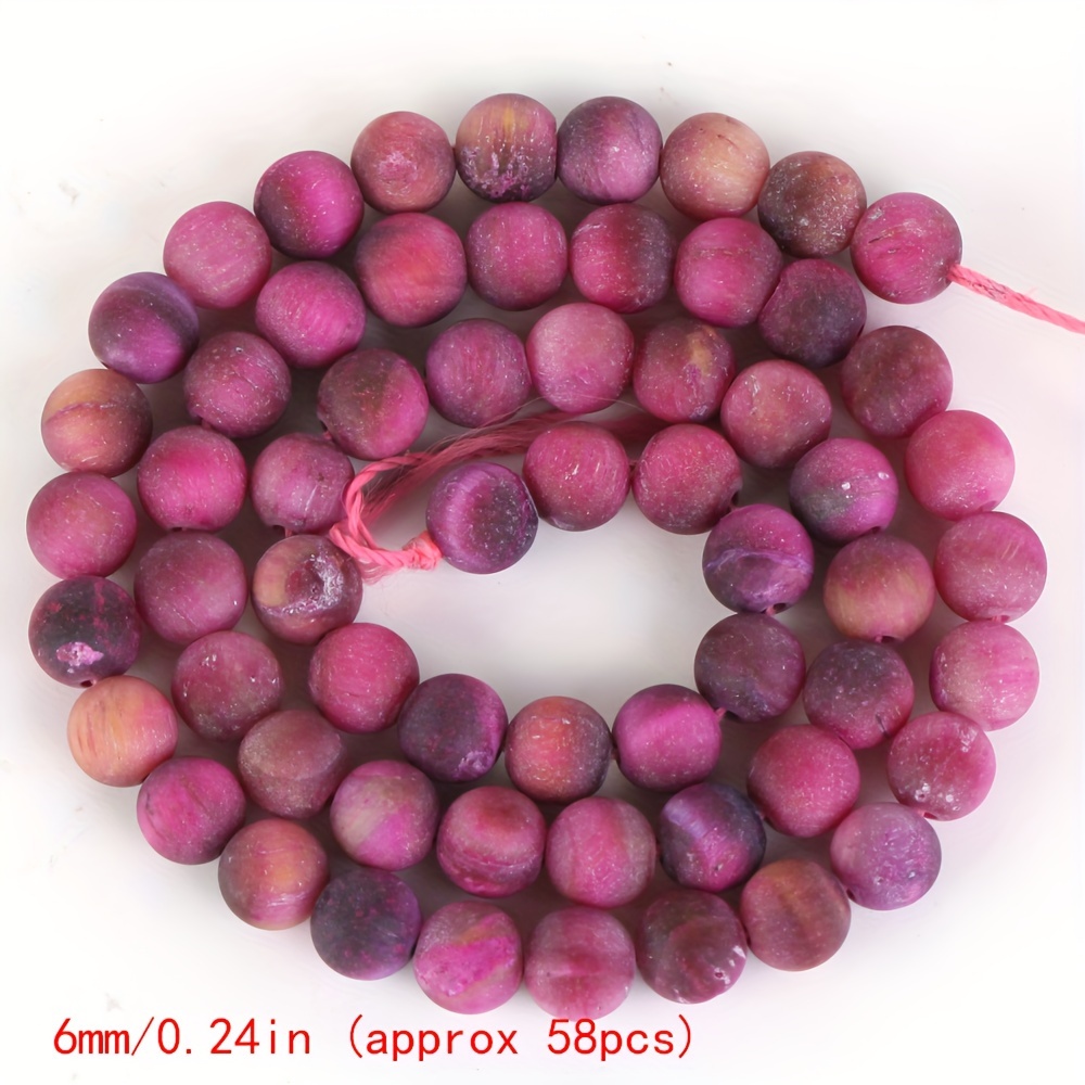 Image of 4mm-10mm Natural Stone Beads Matte Fuchsia Tiger Eye Stone Round Loose Spacers Beads For Jewelry Making Diy Bracelet Necklace Accessories 15"