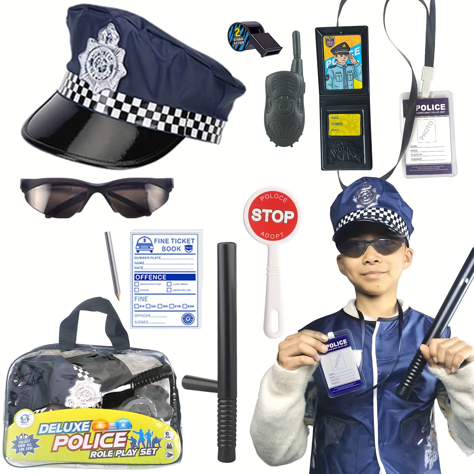 

Police Toys Set Of 10, Police Badge Boy's Toys Policeman, Punishment Cards, Role Play Pretend Play, Halloween, Birthday Police Role Play Kit Party Favors