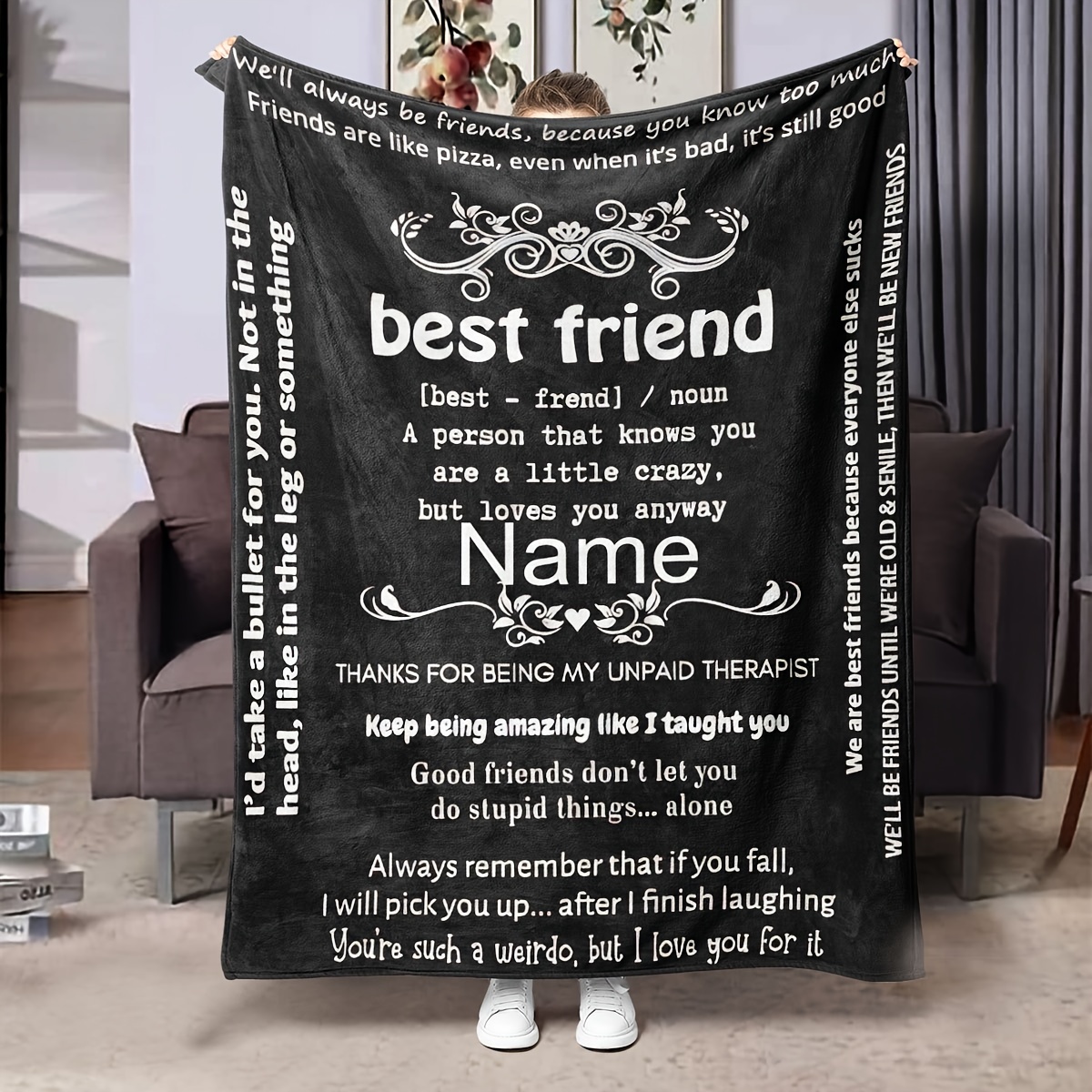 TEMU For Brothers, For Sisters, For , Personalized Designs Or Text, Holiday Gifts, Birthday Presents, Printed Blankets, Versatile Blankets For Travel