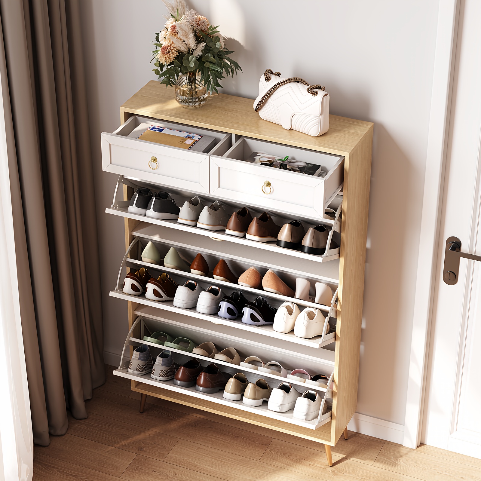 shoe storage cabinet shoe rack drawers flip Temu