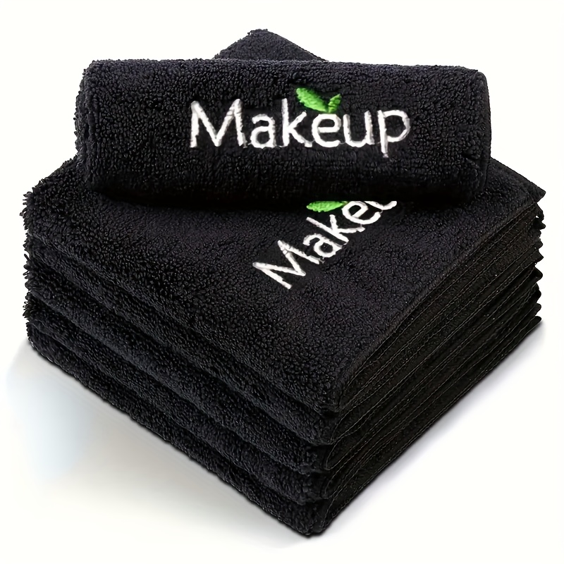 Microfiber Makeup Towels, Reusable Soft Absorbent Facial Cloths With Embroidery For Women' Beige Care, Contemporary Style
