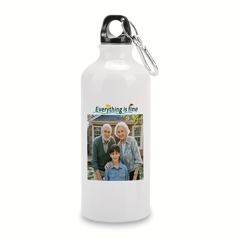 

[1pc Customizable Photo Bottle] 1pc Customizable 600ml Bottle, Aluminum Alloy, Leak-proof, Portable, With Photo Personalization, For Outdoor Activities & Gym, Unique Gift For Christmas & Halloween