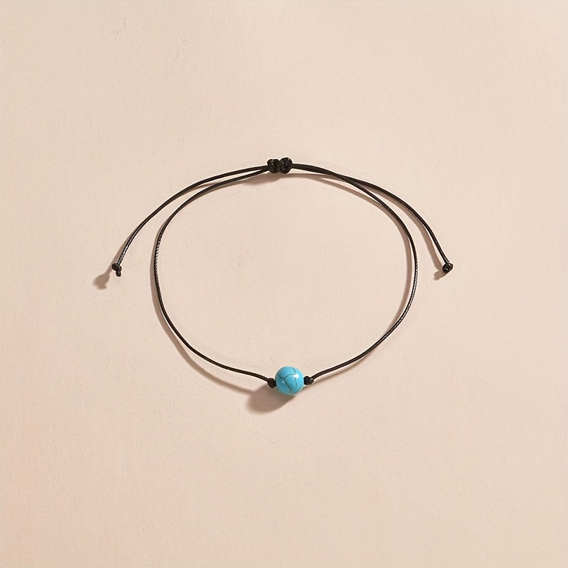 Boho Turquoise Beaded Bracelet Infinite Loop Stone Charm