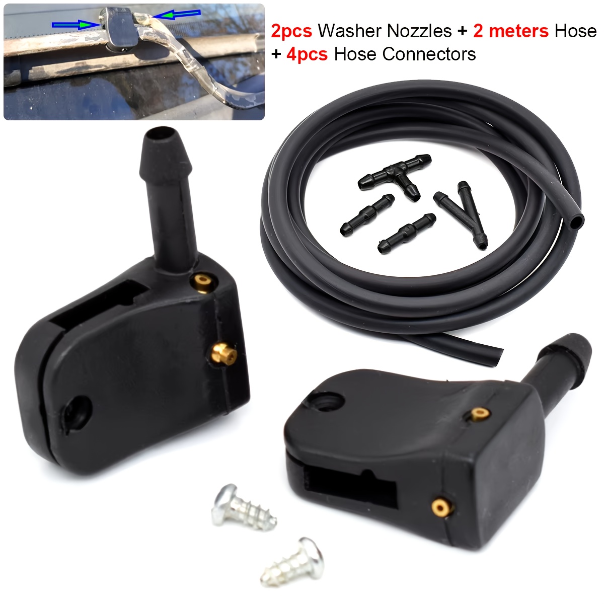 Image of 2/7pcs Universal Wiper Arm Cleaner Nozzle Spray Nozzle, With 2m Hose, 4 Connectors, Suitable For Mercedes-benz W638 Sprinter For Ssangyong Mk1