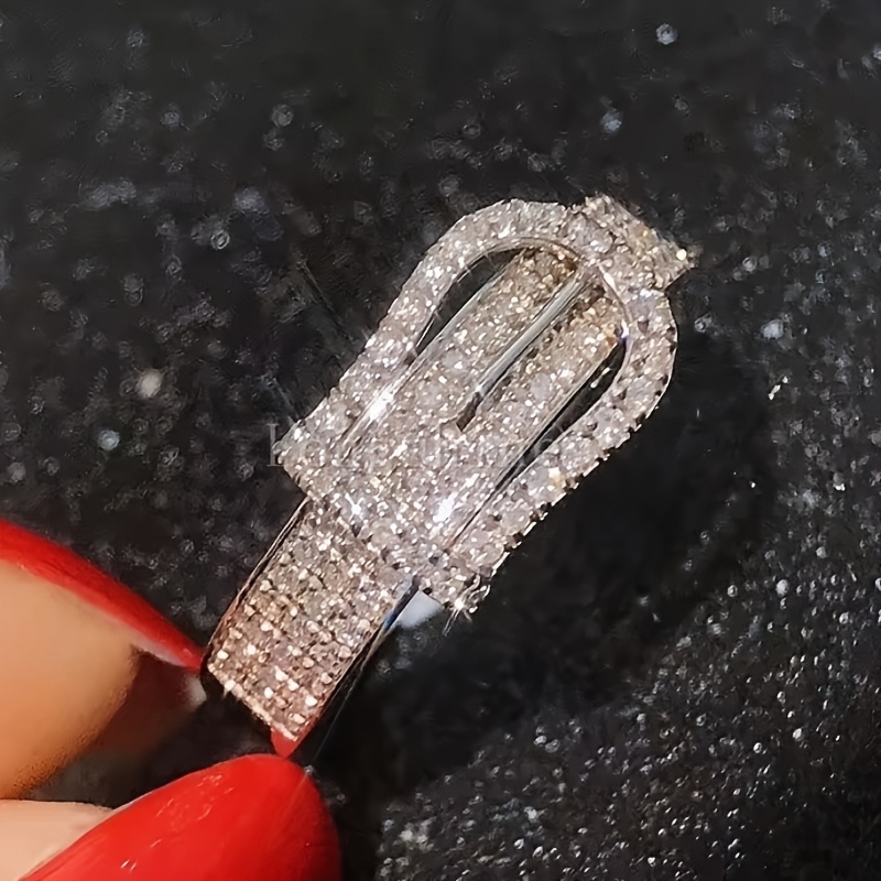 Zirconia Belt Buckle Ring Copper Base April - Party & Daily Accessory