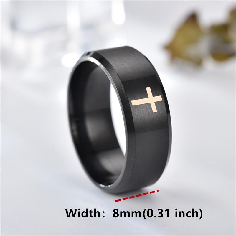 Custom Engraved Stainless Steel Cross Ring