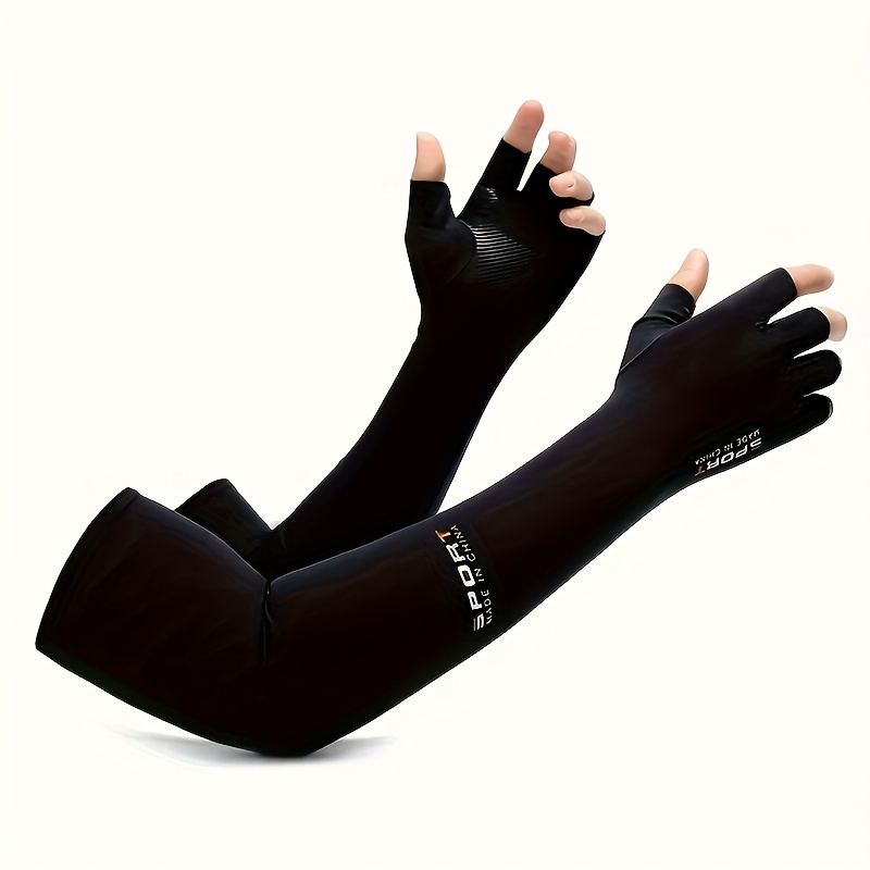 E-shop 2 Stück Unisex Sport-Armstulpen mit Halbfinger-Handschuhen, rutschfeste Handballenmanschette, atmungsaktiv & schnell trocknend, Sonnenschutz für