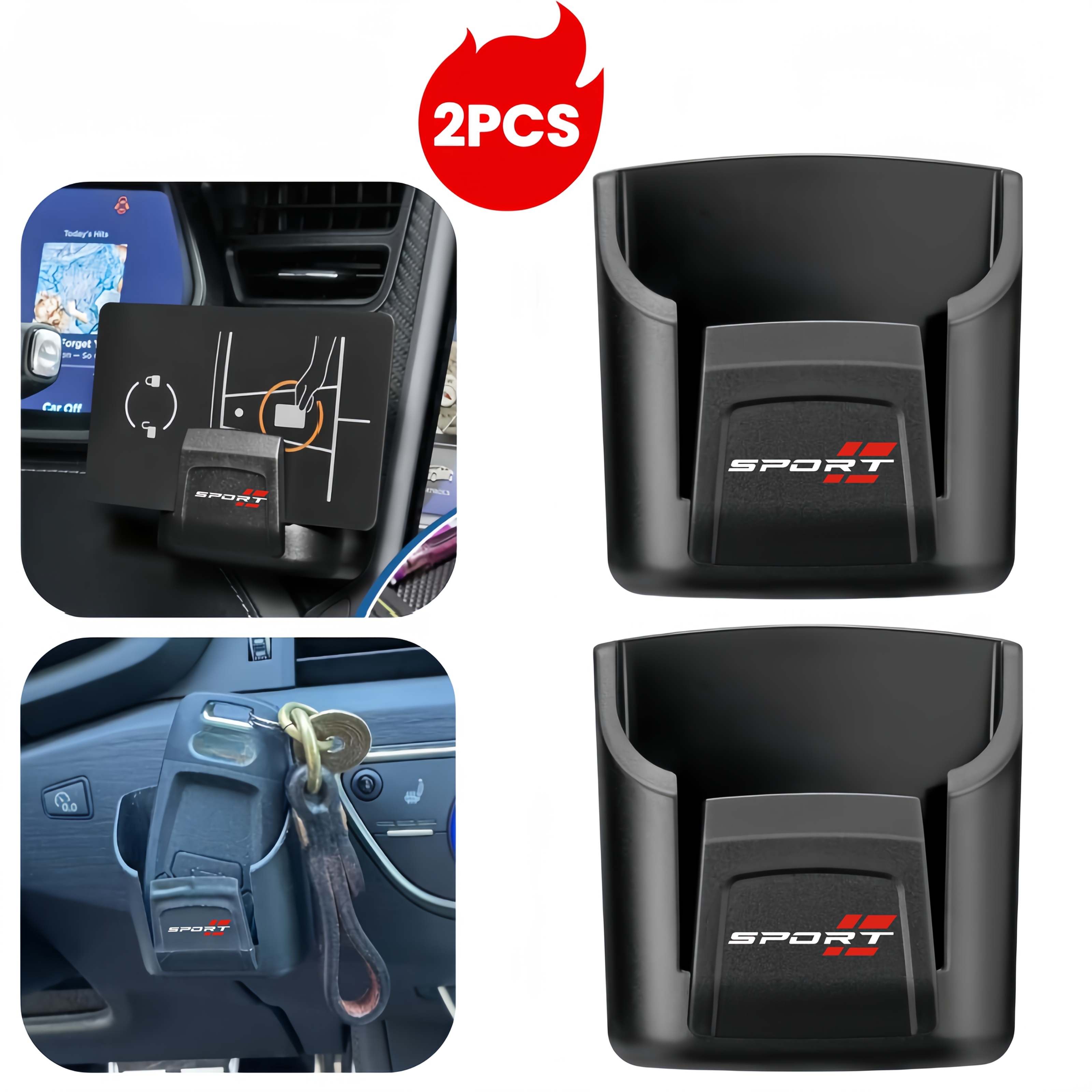 2pcs Car Key Storage Box - Red Square , Car Interior Storage Box Dashboard Manager, Card And Key Storage Artifact, Space Storage Box, , Suitable For All Car Models