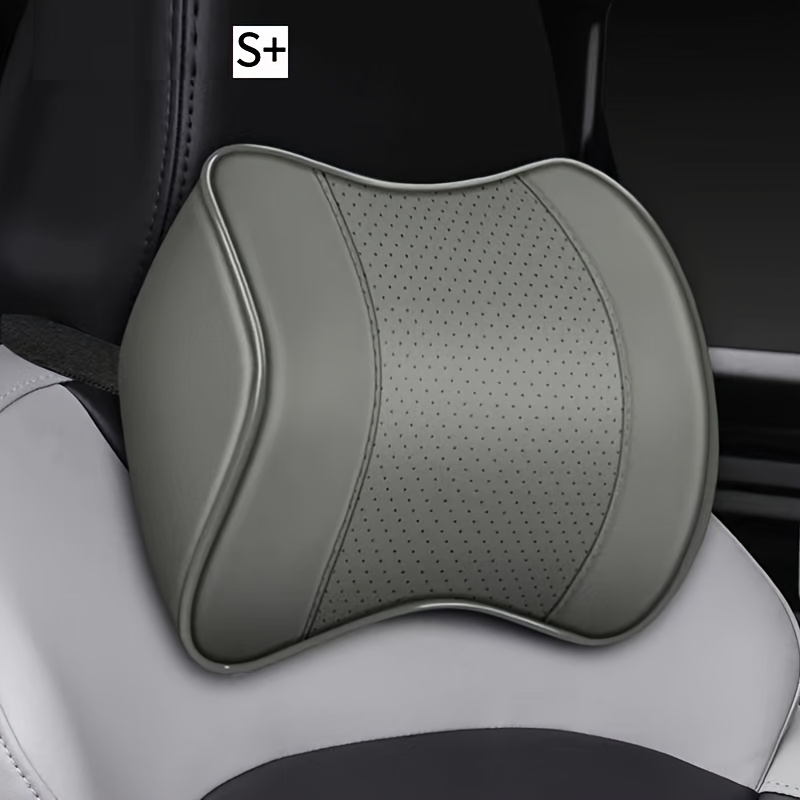 TEMU Car Headrest Made Of Full Faux Leather, Soft Pu Car Neck Pillow, Adjustable Shoulder Strap, And Breathable Removable Cover, Comfortable