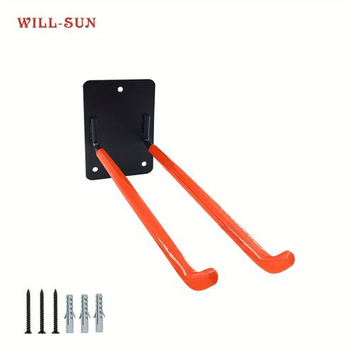orange black blue hook wall mounted broom holder gardening tool hanging rack can hold shovels farm tools ropes ladders and electric tools suitable for garages gardens powder coated anti slip rust proof screws