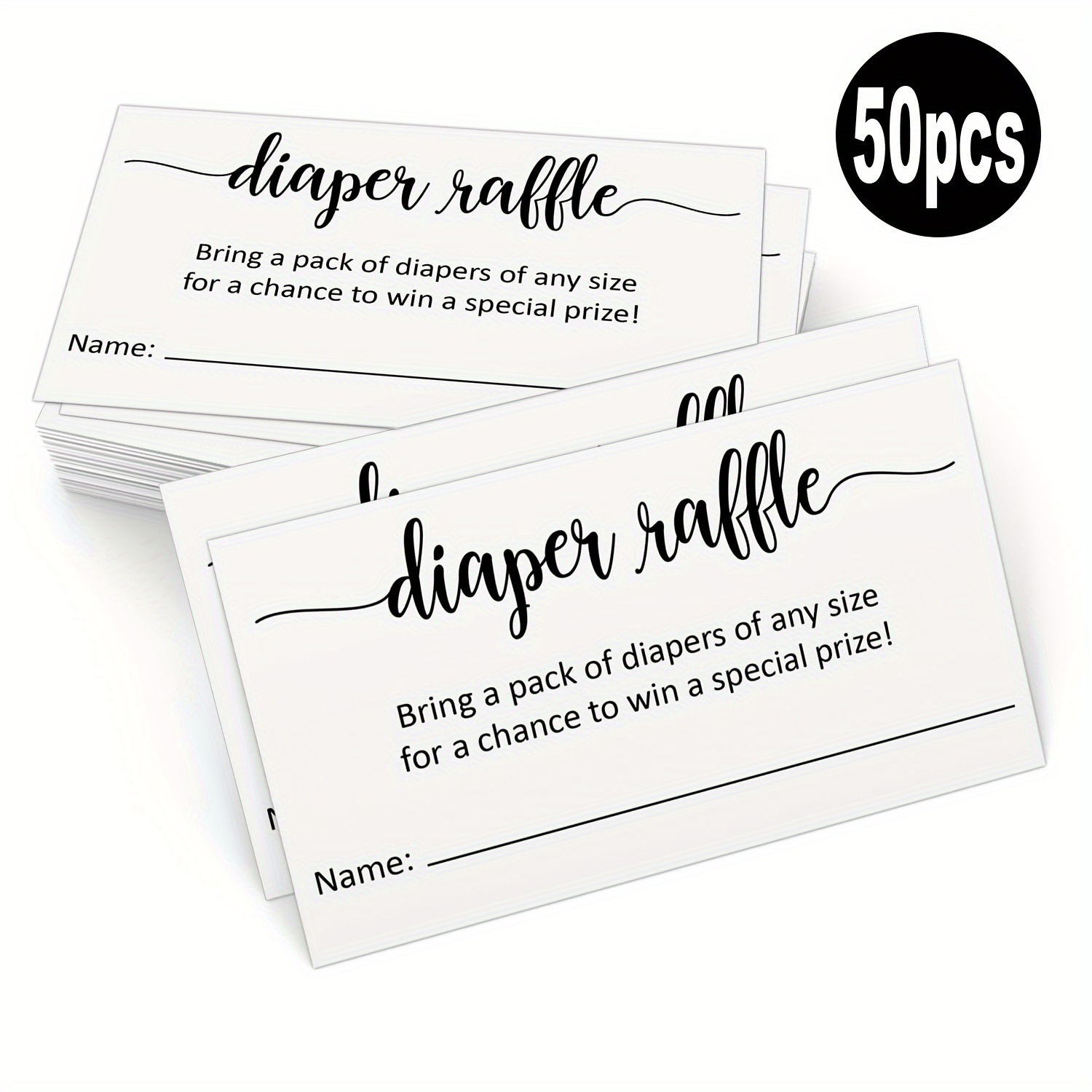 

Diaper Raffle Tickets For Shower Game - 50 Pack, Superior Quality 14pt Cardstock, 3.5" X 2.12", Premium Smooth Finish, Smudge-proof Writing Surface