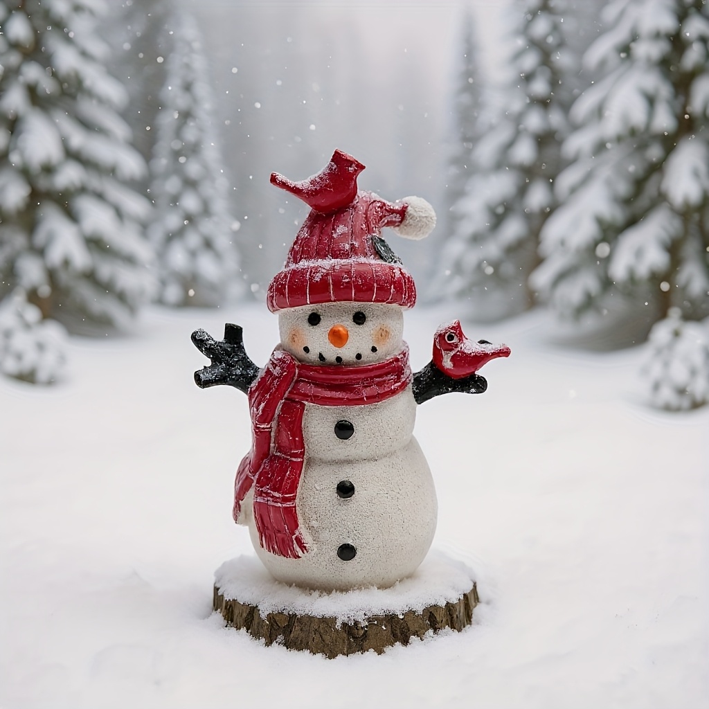 Cute Christmas Snowman Resin Ornament, Desktop Study Decoration, Festive Atmosphere Gift, Creative Christmas Home Decor