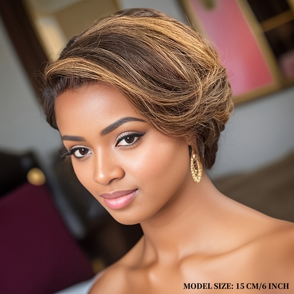 TEMU Elegant Straight Cut Wig For Women - Natural Hair Bob With 13x4 Lace Front, Short Stylish Design, And Special Occasions
