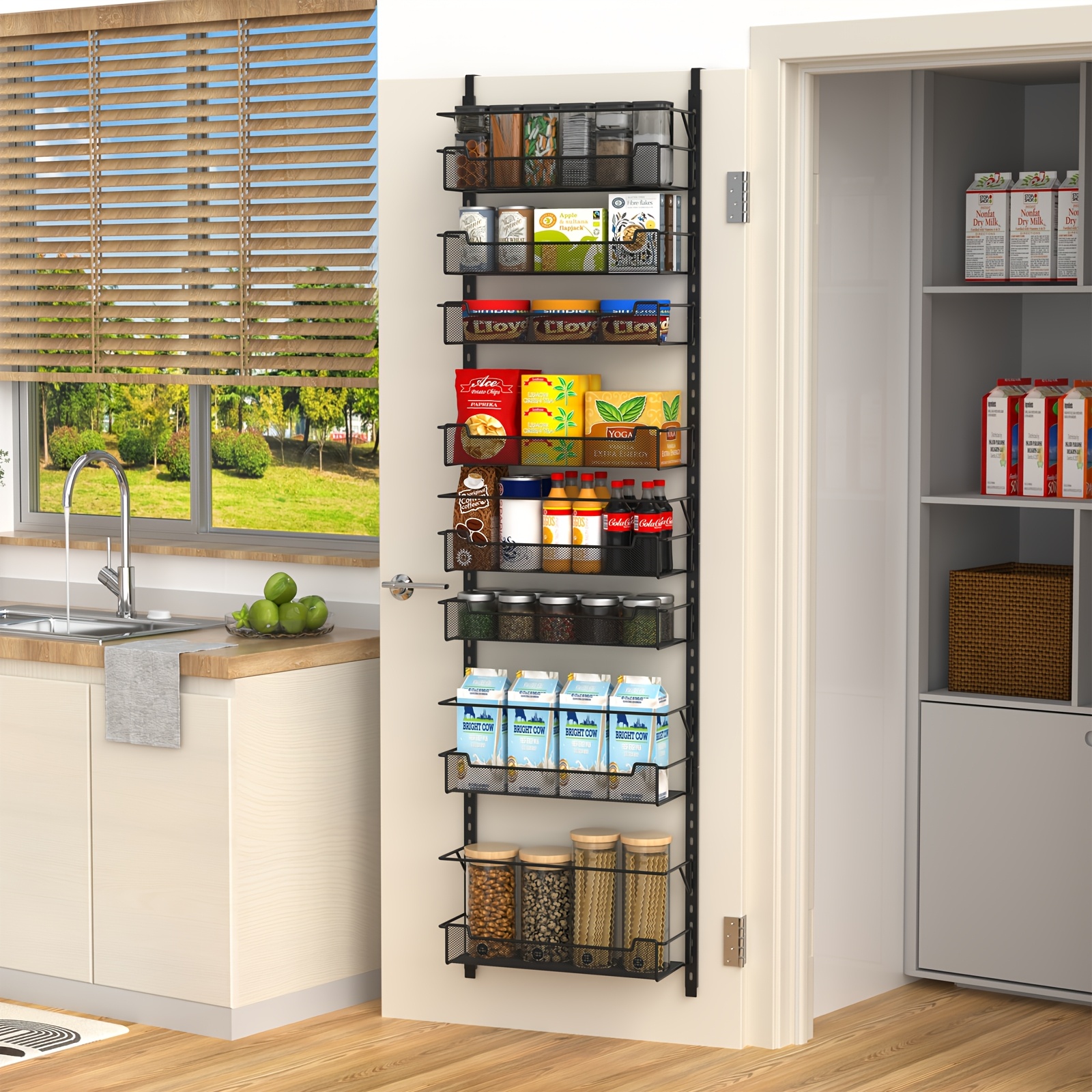 TEMU Over The Door Pantry Organizer, 8-tier Over The Door Organizer With Adjustable Basket, Pantry Door Organization For Pantry Kitchen Storage Room