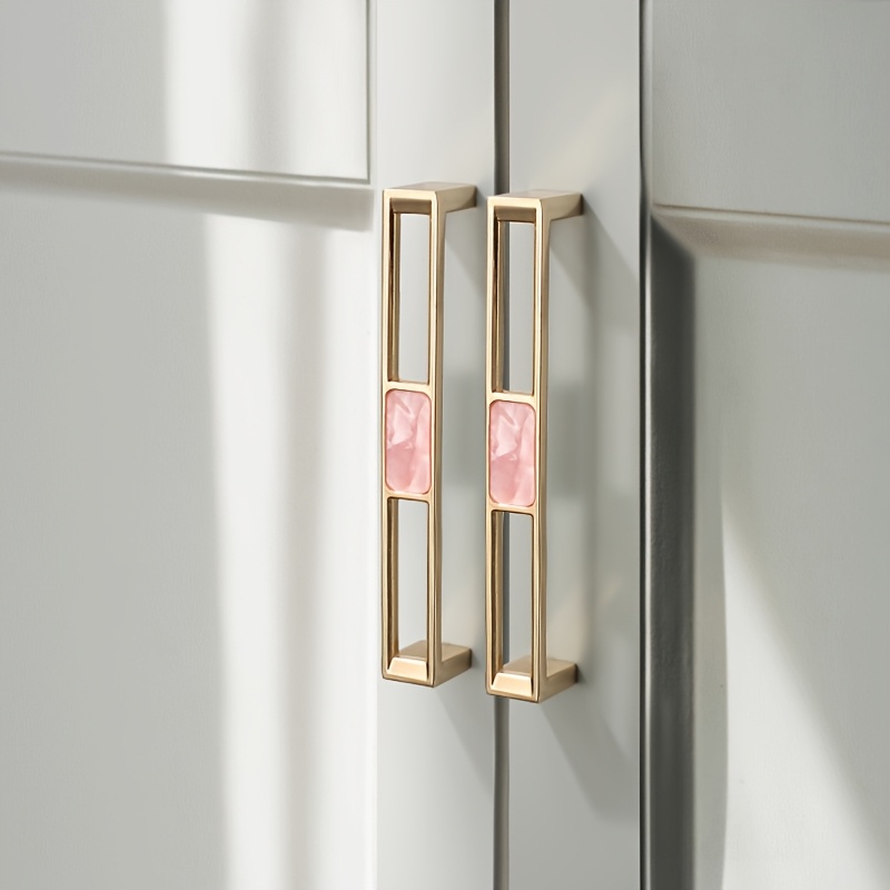 TEMU Light Luxury New Zealand Shell Wardrobe Door Handle, And White Shell Brass Drawer Cabinet Door Pull