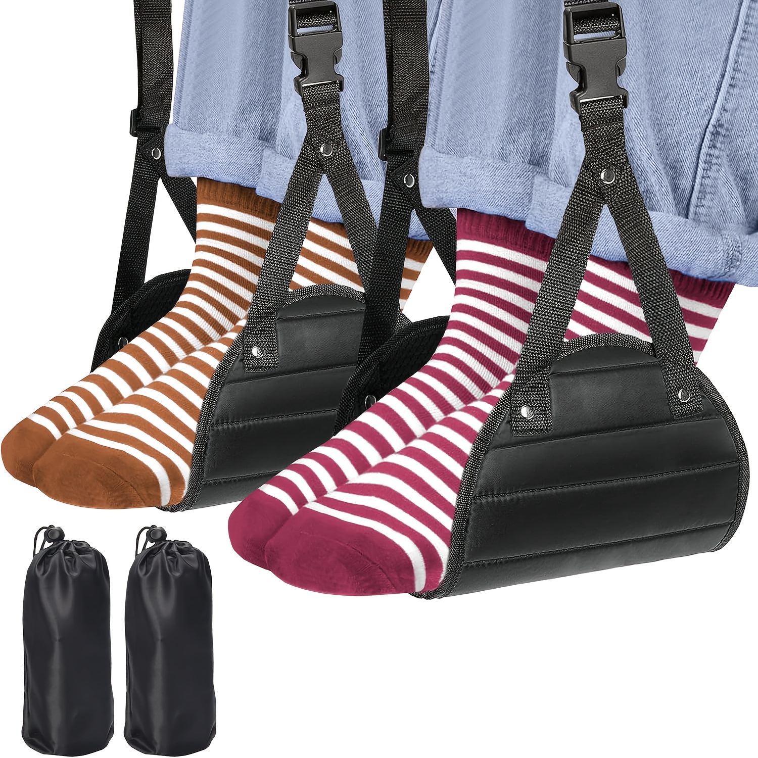 TEMU 2-pack Comfy Foot Hanger Travel Footrest Hanging Foot Pedal Hanging Bed Office Hanging Strap Relax Your High Speed Train Long Trip
