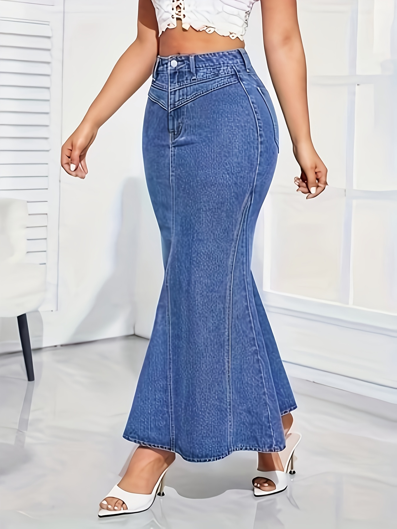 【I AM MARI】Mermaid Banding Long Skirt BLANC-CHIC Long Stretch Banding Mermaid Skirt | KOODING
