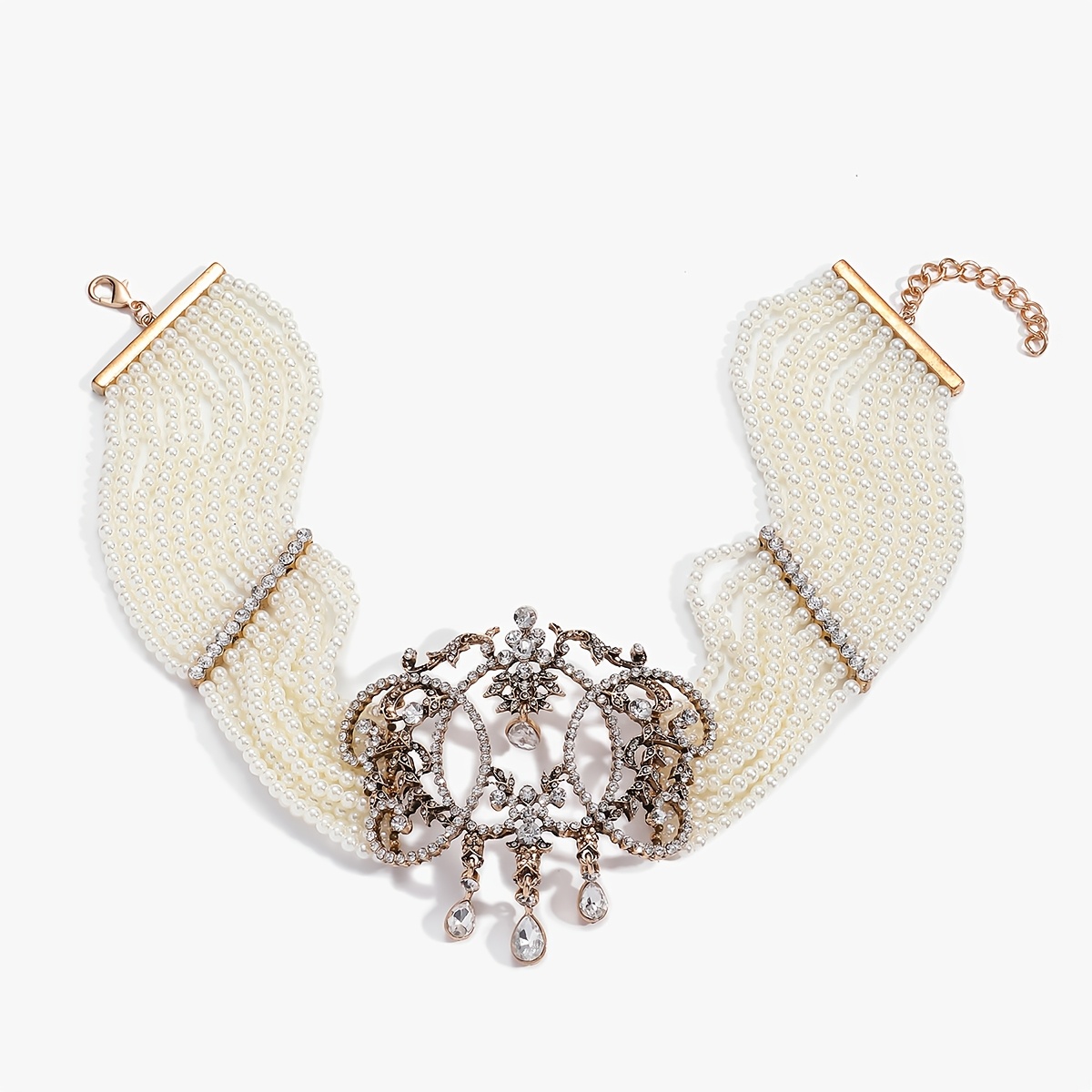 TEMU HELLODR Collar elegante de capas para mujer con de pedrería - Hilo de capas vintage adecuado para uso diario, fiestas, y ocasiones especiales,