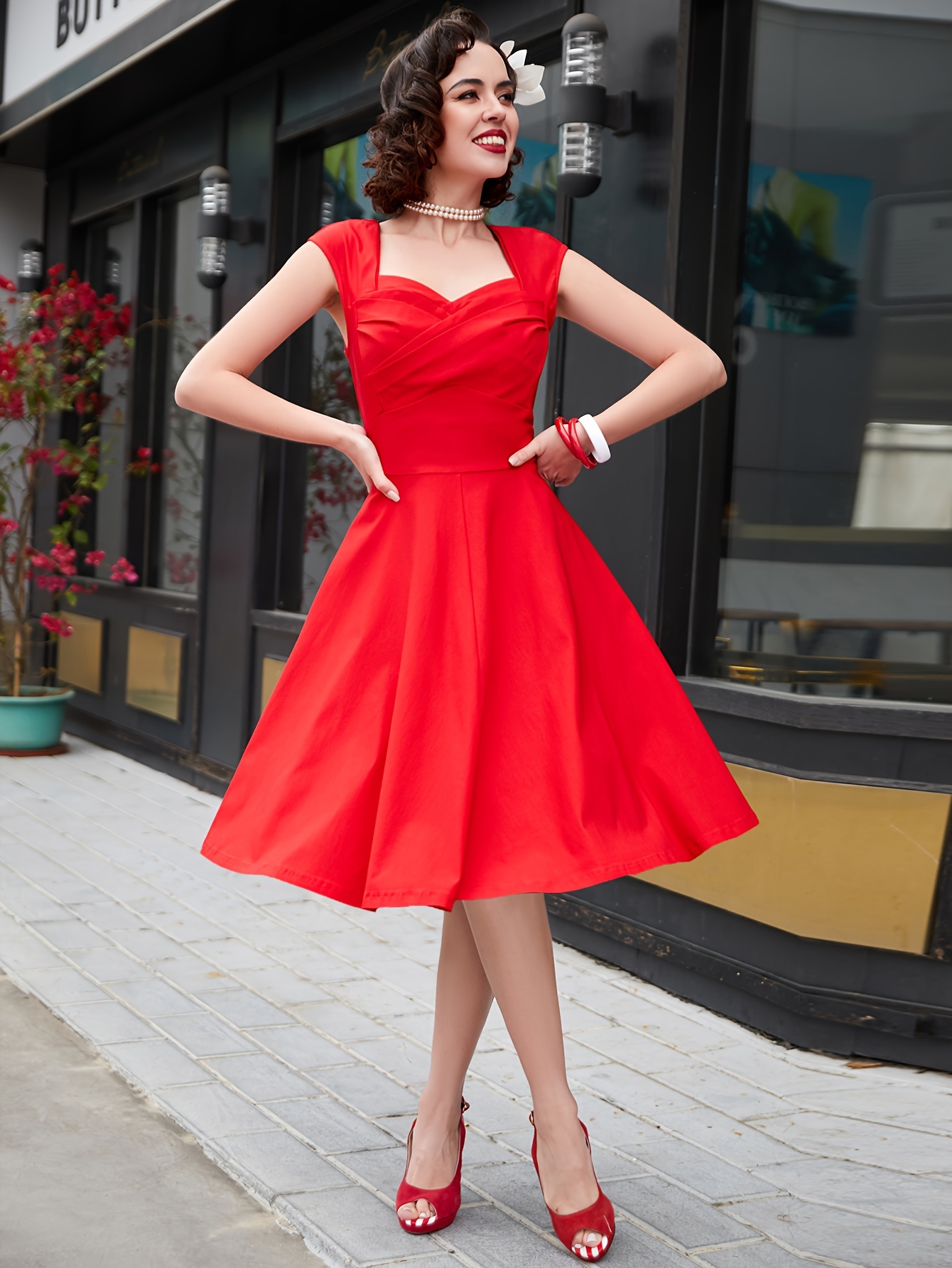 vintage 1960s sweetheart neckline swing cocktail party dress Temu