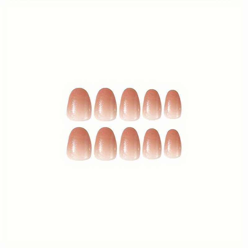 24pcs nude gradient press on nails glossy short almond fake nails glitter acrylic artificial nails for women girls details 2