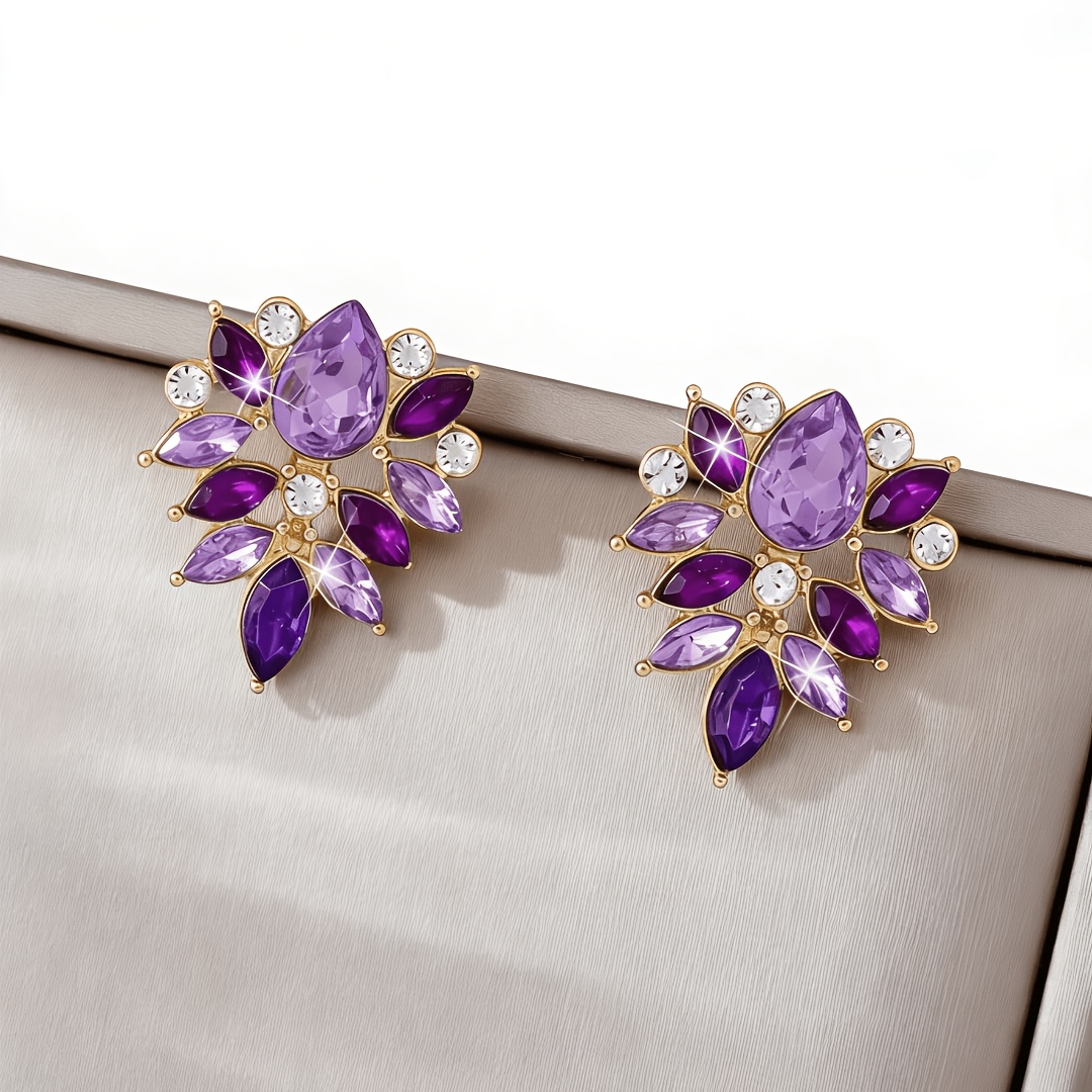 TEMU 1 Par de Aretes Vintage de Lujo con Incrustaciones Multicolor Estilo Corte Acrílico, Aretes Sexys Geométricos 3D Juveniles Radiantes Elegantes
