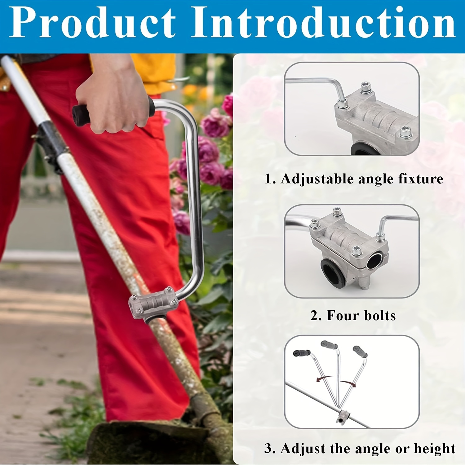 

Ergonomic Aluminum Trimmer Handle With Bracket Clamp - Perfect For Lawn Care, Landscaping & Yard Edging