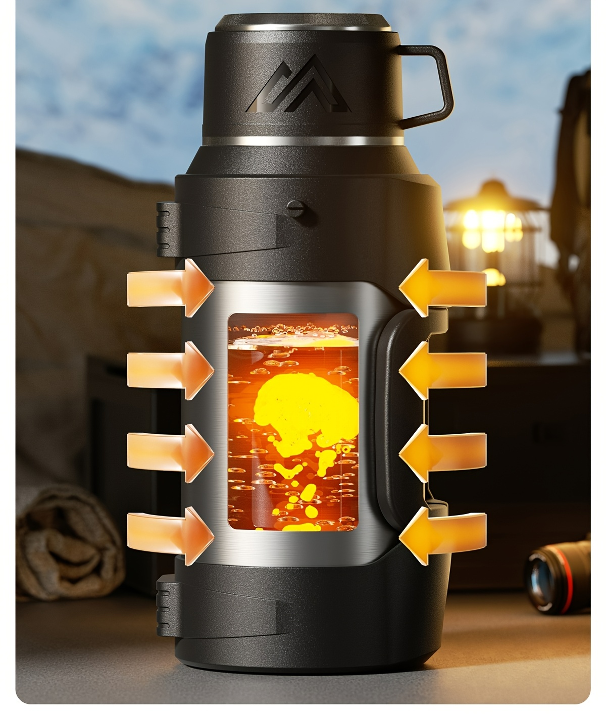 1 stainless steel large capacity in multiple sizes with a handle and cup lid featuring a tea storage compartment and maintaining temperature for suitable for outdoor use and camping Product details 5