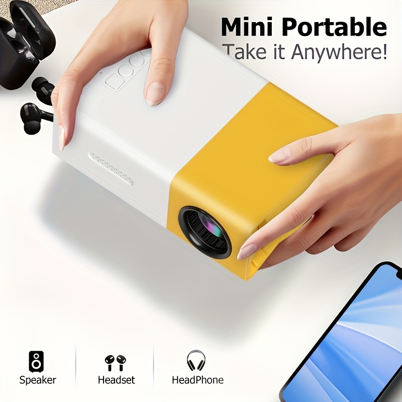 Mini Projecteur de Poche HD Intelligent LED, Portable, Cadeau pour Enfants,  avec écran Identique pour Tablette Smartphone, avec Interfaces USB et