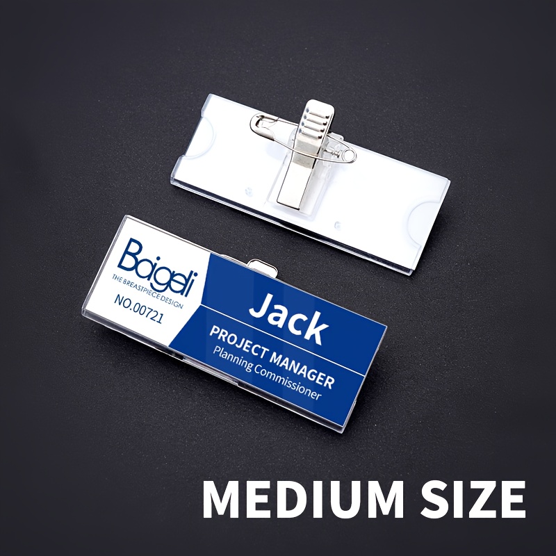 TEMU 10-Pack Dubbelzijdige ID-Badges & Naamkaartjes met Clip-On Pins - Gelamineerde Voor-/Achterkant Bedrukking voor Kantoor, Ziekenhuis, Personeel -