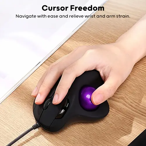 m509 trackball mouse wired easy thumb control precise smooth tracking 2 in 1 interface type a type c compatible for pc laptop windows