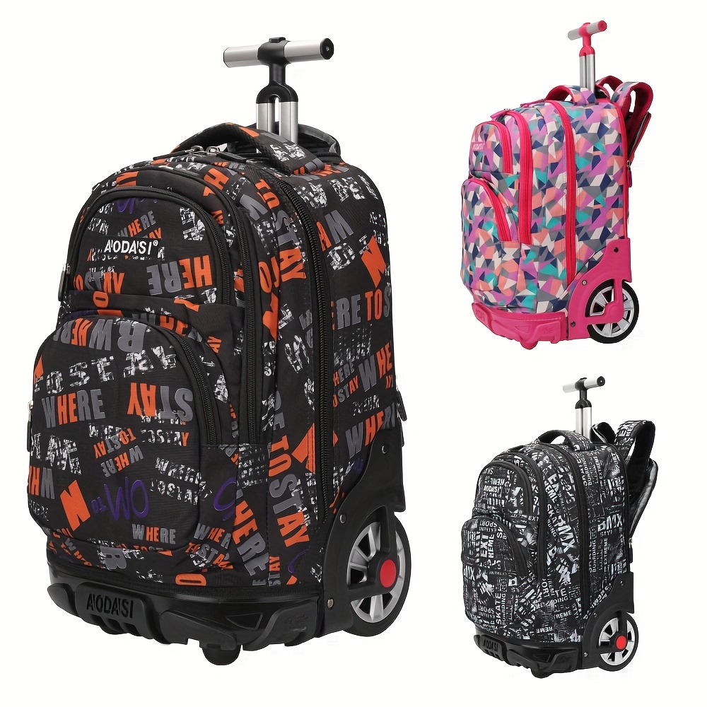ZOMFELT - Mochila con ruedas con 3 organizadores de equipaje de viaje,  resistente al agua, mochila para laptop con ruedas para viajes, trabajo