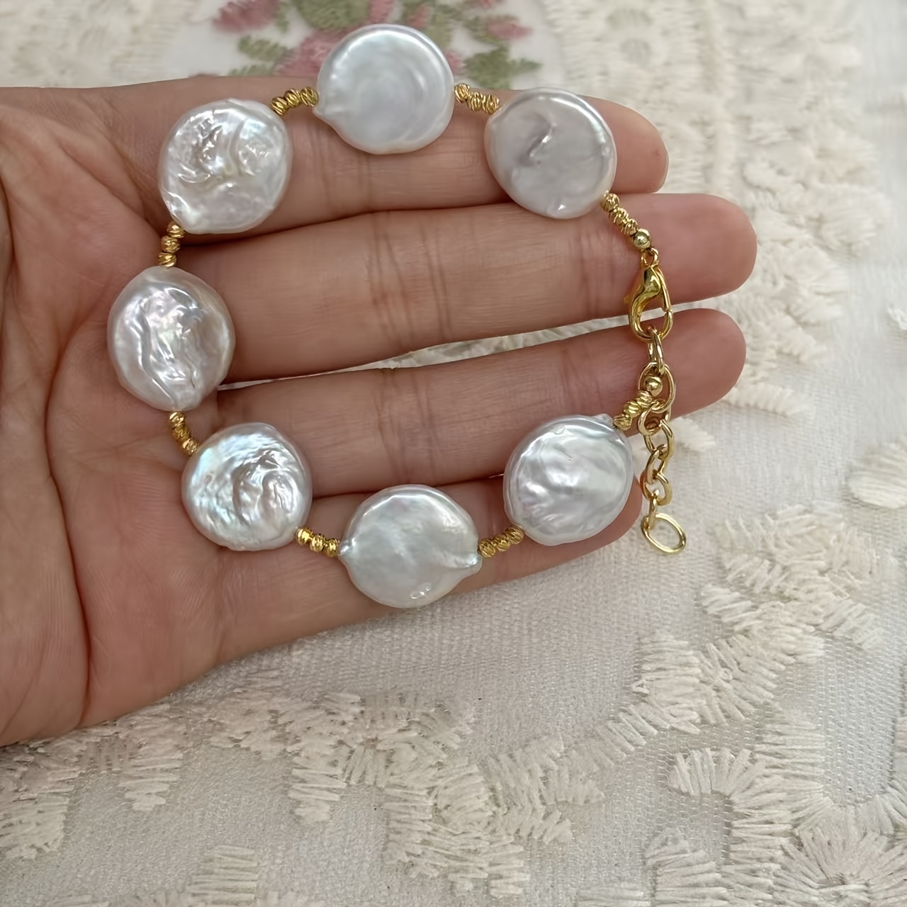 Natural Freshwater Pearls Bracelet, Large Baroque Design