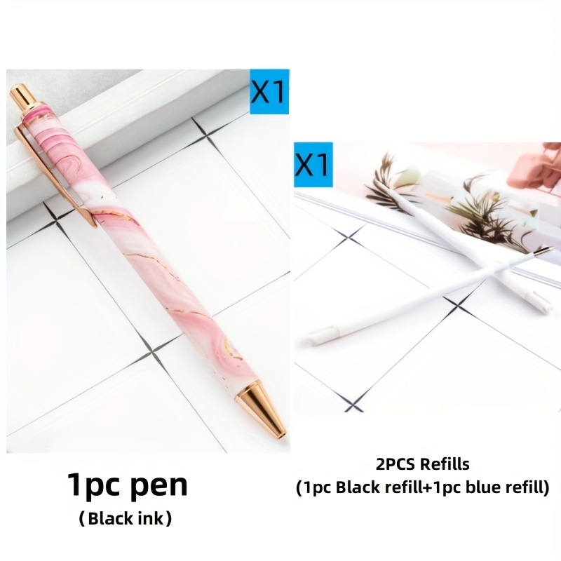 Image of 3pcs/set(1 Pen + 2 Refills) Metal Snap Ballpoint Pen, Suitable For Business, Signature, And Applications - For Professionals And Executives(black Ink/blue Ink)