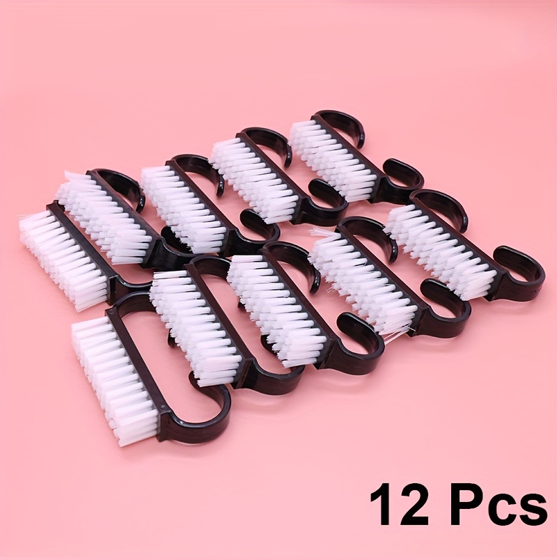 Image of 2/4/12pcs/pack Handle Grip Nail Brush Black Color Fingernail Scrub Cleaning Brushes For Toes And Nails Cleaner Pedicure Brushes For Men And Women