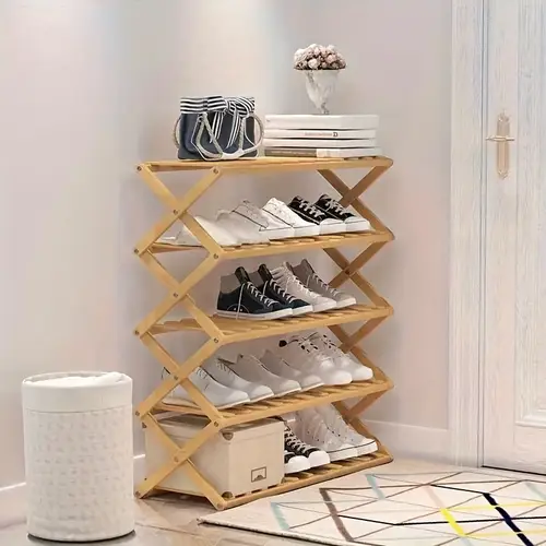 3 tier bamboo shoe rack space saving folding design for home dorm or entryway no holds sneakers loafers and more indoor storage solution shoe storage organizer